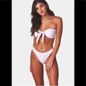 Bandeau top and La Tanga bottoms from Kai Lani in Rose Stripe. Both size small.